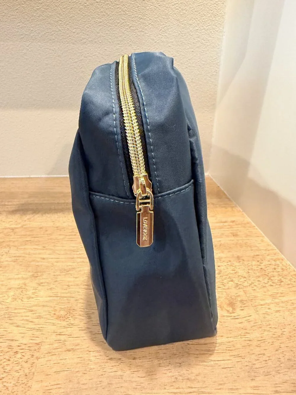 Lovevook Blue Cosmetic Bag Gold Accent Makeup Travel Pouch OS